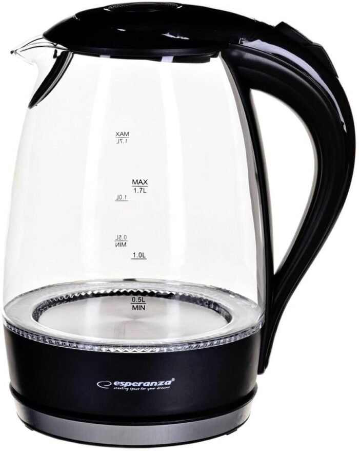 ESPERANZA ELECTRIC KETTLE GLASS  WITH LED LIGHT SALTO ANGEL 1.7L White  ელექტრო ჩაიდანი - Image 5