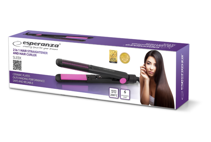 ESPERANZA HAIR STRAIGHTENER WITH CURLER 2 IN 1 თმის დასახვევი და გასასწორებელი