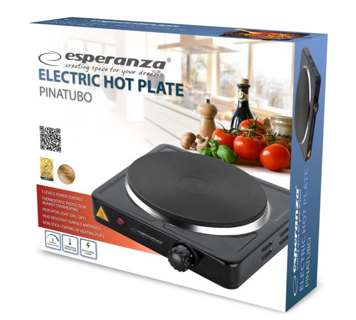 ESPERANZA ELECTRIC HOT PLATE PINATUBO BLACK ელექტრო ქურა