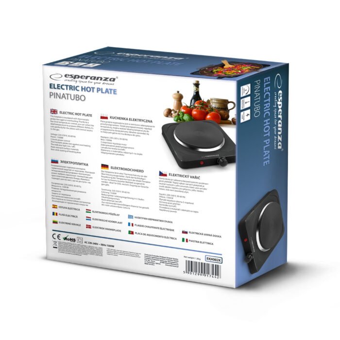 ESPERANZA ELECTRIC HOT PLATE PINATUBO BLACK ელექტრო ქურა - Image 5