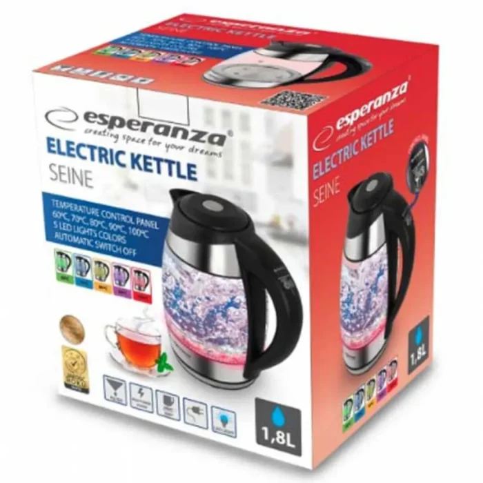 ESPERANZA ELECTRIC GLASS KETTLE  BLACK  ელექტრო ჩაიდანი
